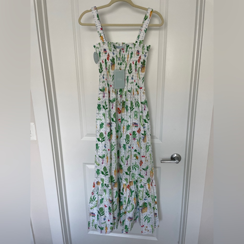 NWT Hill House Anjuli Nap Dress In Farmers Market White Smocked - Picture 6 of 10